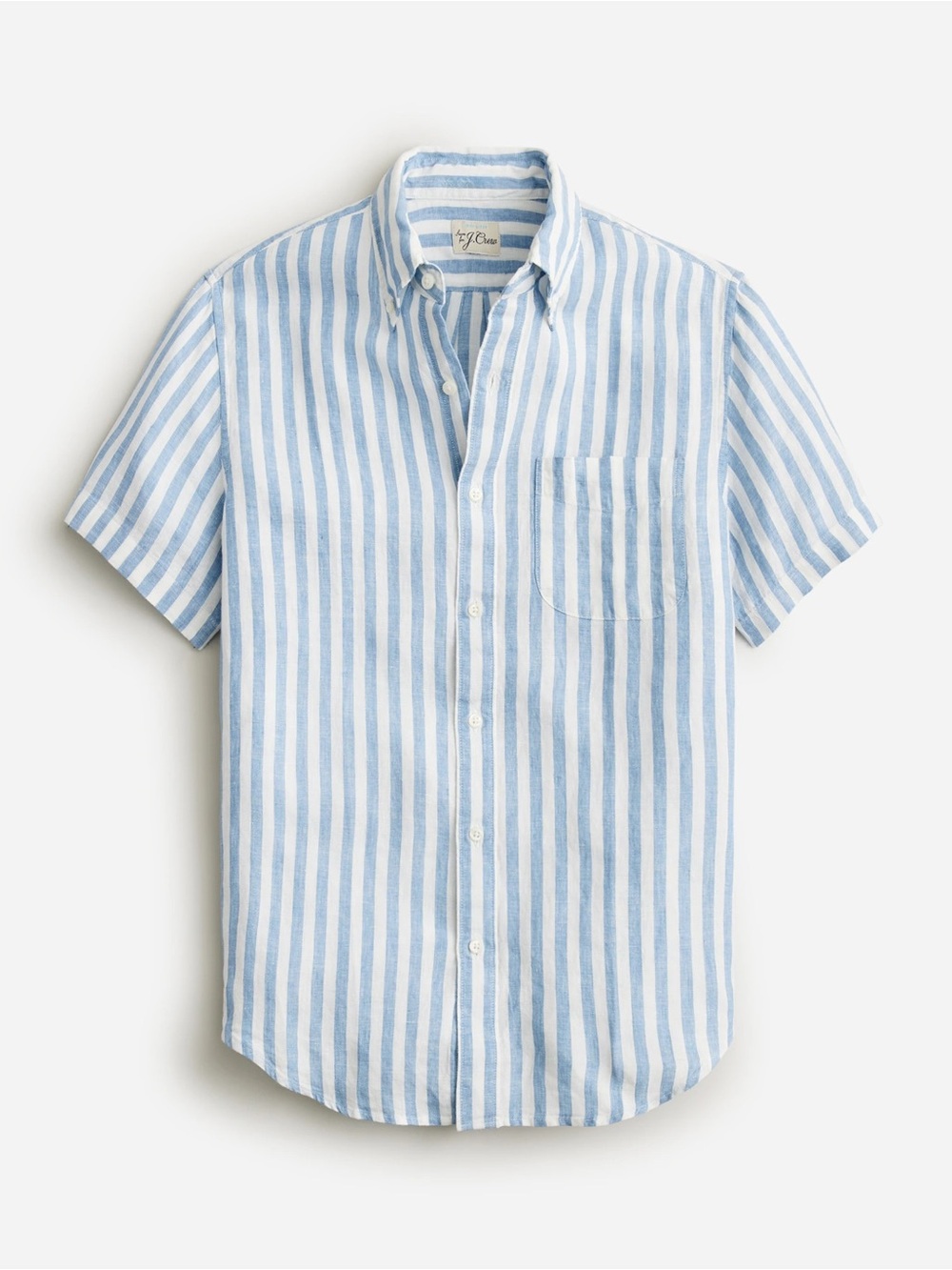 J. Crew Short-sleeve Baird McNutt Irish Linen Shirt Bengal Stripe Sky Blue XL